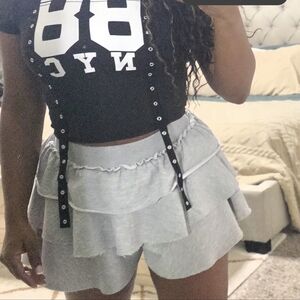 Gray Ruffled Skort